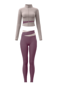 Women's 2-Piece Sports Sets:Stand Collar Jacket & Leggings