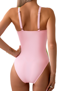 Women's Color Block Asymmetrical Cut Out Swimsuit