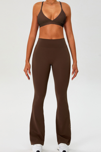 Women's Set:Cross Back Triangle Cup Bra & Flared Pants