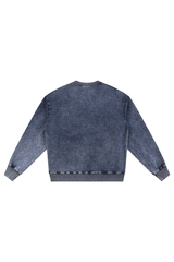 Unisex Fall 380G Heavyweight Washed Denim Relaxed Pullover