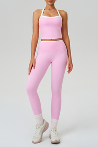 Women's Color Block Tank Top And Leggings Yoga Workout Set