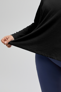 Plus Size Women's Loose Slit Semi-Sheer Long Sleeves Tee