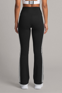 Women's Side White Stripe High Rise Flared Pants(Pre-Order)