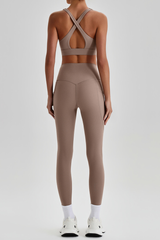 Women's Cross Back Bra & Side Pocket Yoga Leggings Set