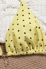 Women's Polka Dot Triangle Cup Halter 3 Piece Bikini Set