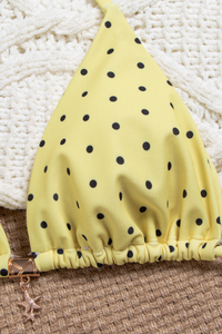 Women's Polka Dot Triangle Cup Halter 3 Piece Bikini Set