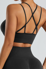 Women's Athletic U-neck Cross Back Spaghetti Straps Bra