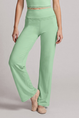 Women's Lace-Trim High-Waist Straight-Leg Yoga Pants