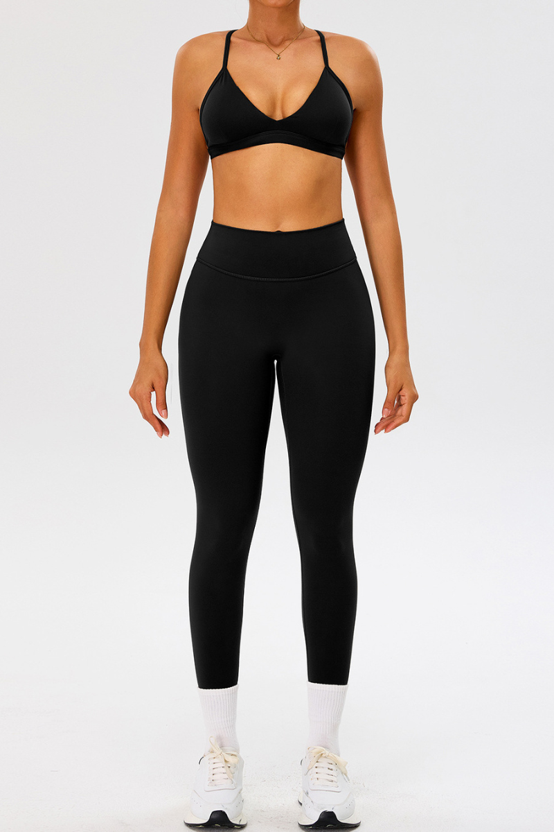 Women's Athletic Set:Triangle Cup Bra And High Waist Leggings