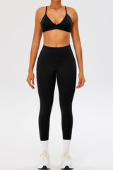 Women's Athletic Set:Triangle Cup Bra And High Waist Leggings