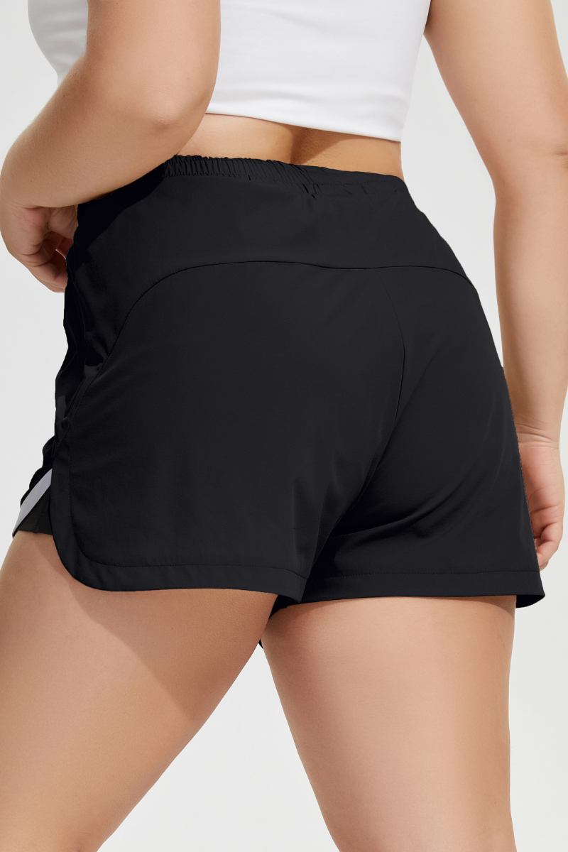 Plus Size Women's Reflective Faux Two-Piece Athletic Shorts