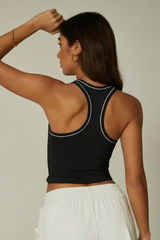 Women's V-neck Color-Block Cropped Sport Tank Top