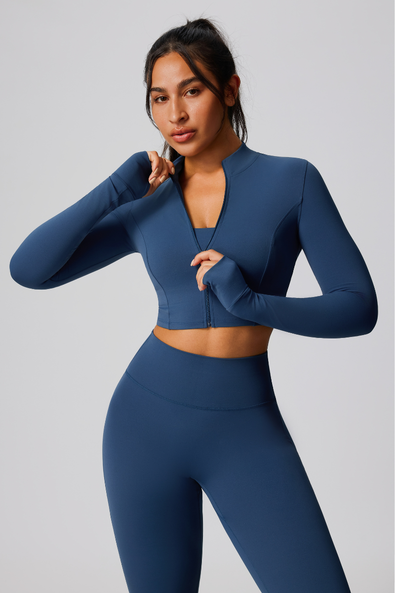 Women's Cropped Jacket & Butt-Lifting Leggings Two-Piece Set