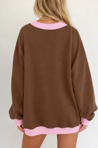 Women's Fall Color Block Contrast Mock Neck Sweatshirt
