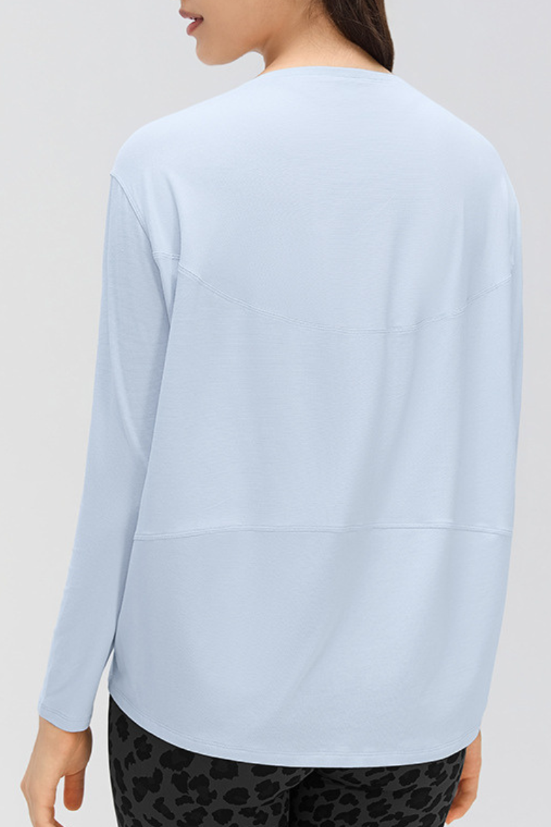 Women's Simple Boat Neck Long Sleeve T Shirt