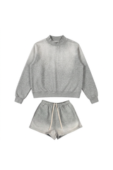 Women's Gradient Mock Neck Sweatshirt And Shorts 2 Piece Set