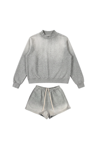 Women's Gradient Mock Neck Sweatshirt And Shorts 2 Piece Set