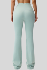 Women's Scalloped High Waist Naked Feel Flared Yoga Pants