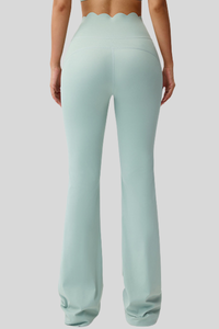 Women's Scalloped High Waist Naked Feel Flared Yoga Pants