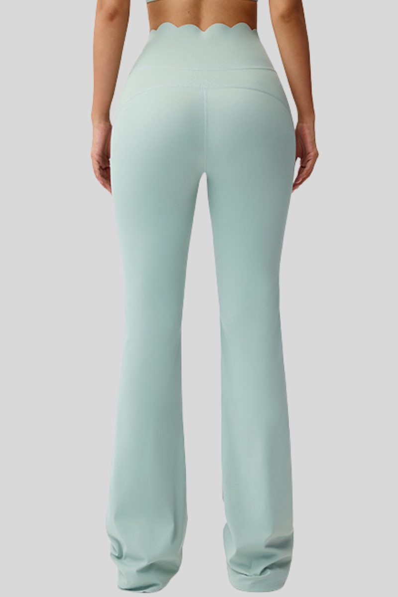 Women's Scalloped High Waist Naked Feel Flared Yoga Pants