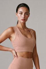 Women's Double Strap Square Neck Cropped Sports Bra
