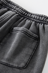 Men/Women Unisex Wax-Dye Washed Fleece Jogger Pants