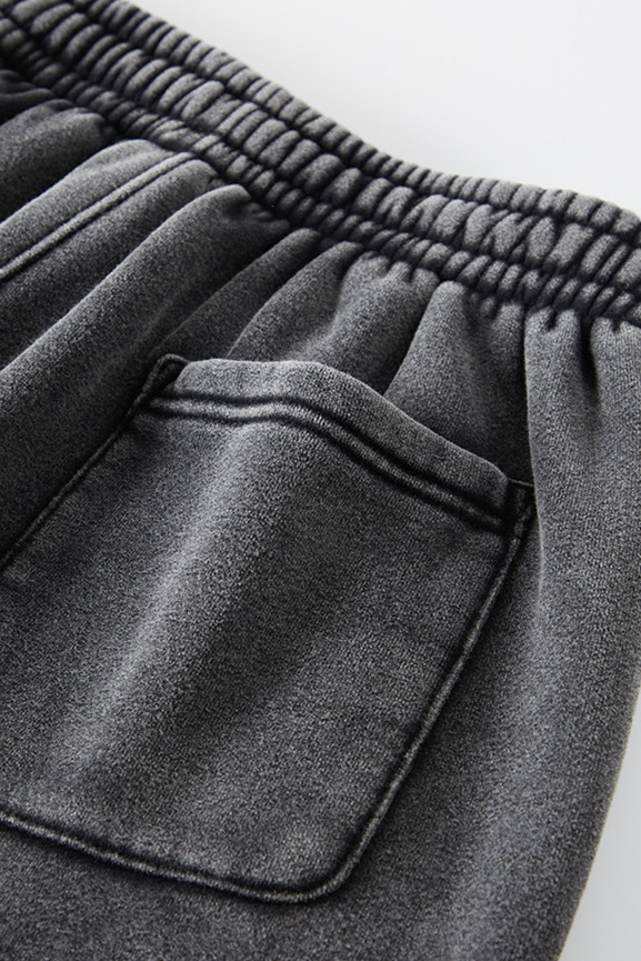 Men/Women Unisex Wax-Dye Washed Fleece Jogger Pants