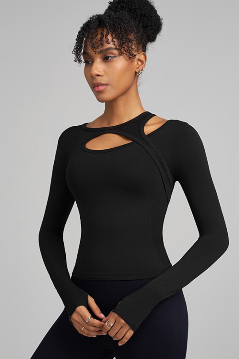 Refined long-sleeved sports top