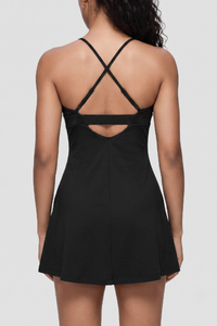 Women's Cross Back Tennis Mini Dress With Built‑In Shorts