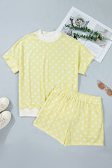 Women's Fall Mockneck Set:Polka Dot Sweatshirt And Shorts