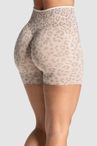 Women's Seamless Contrast Leopard Print Sports Yoga Shorts