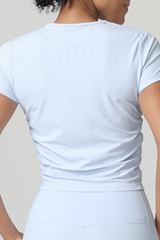 Women's Summer Side Pleated Fitted Sports T-shirt