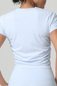 Women's Summer Side Pleated Fitted Sports T-shirt