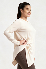 Plus Size Women's Fall Side Twist Asymmetrical Quick Dry Top