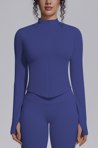 Women's Half Zip Stand Collar Long Sleeve Fitness Jacket