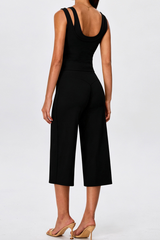 Women's Yoga Sets:Fake Two-Piece Tank Top & Wide Leg Capri Pants