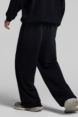 Water-washed, distressed, straight-leg casual pants