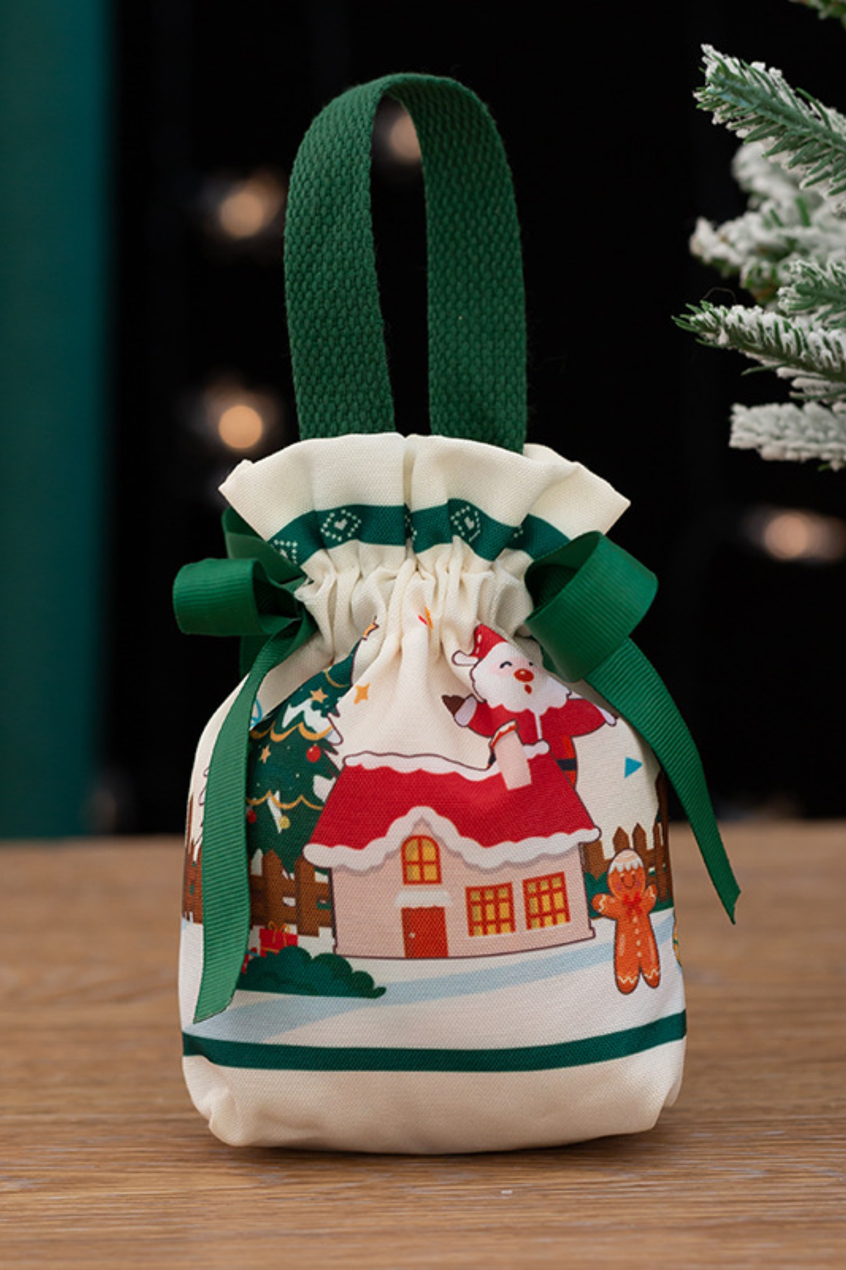 Christmas Canvas Gift Bag For Xmas Eve Apple Candy Wrapping