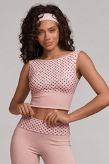 Women's Polka Dot Set:Tie-Back Cropped Tank Top & Flare Pant