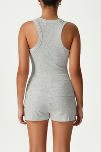 Fashionable Tank Top and High-Waisted Shorts Sports Set