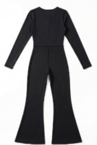 Women's Square Neck Contrast Stitch Waist Cinch Jumpsuit