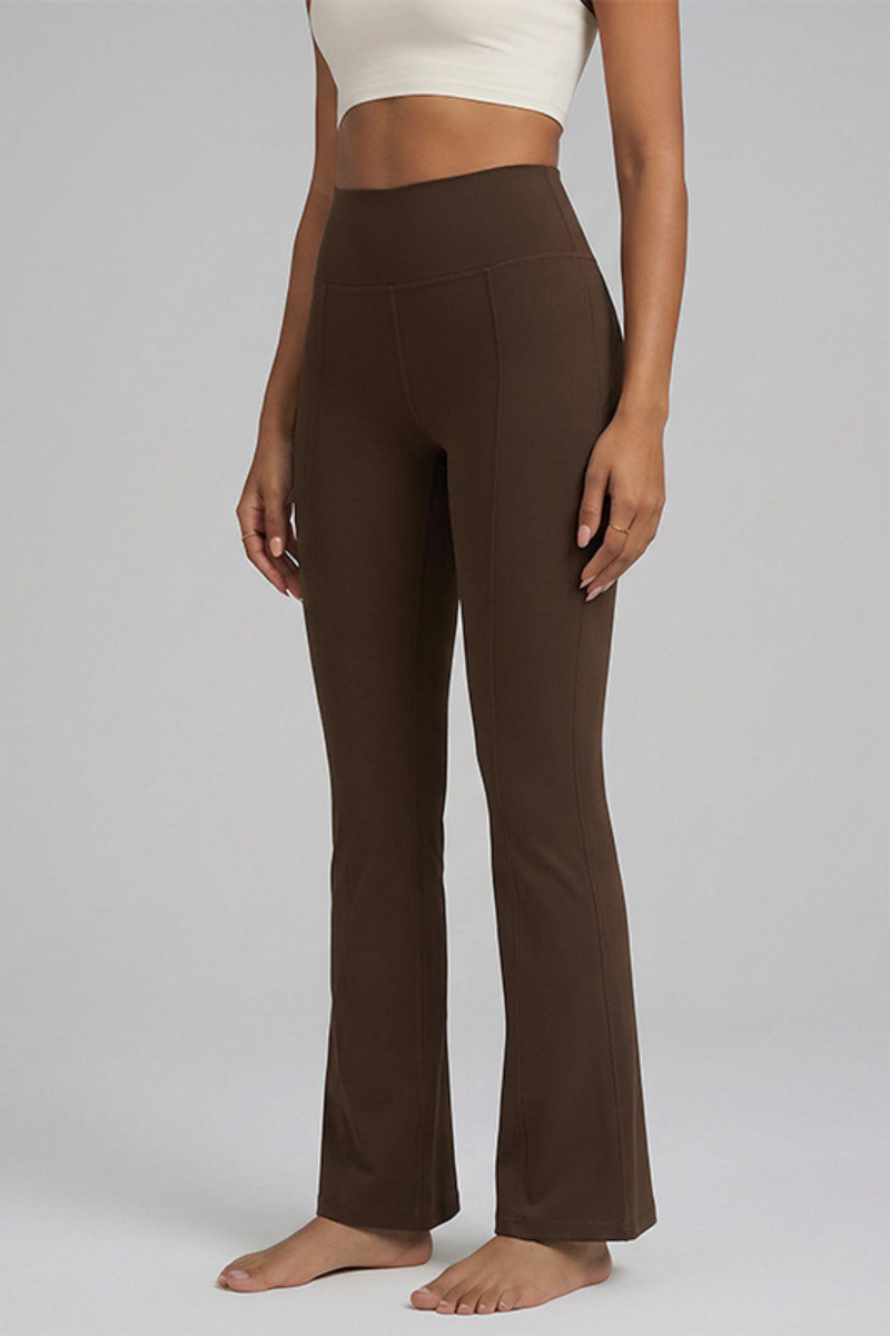 Women's Athletic High Waist Seamed Pilates Yoga Flare Pants