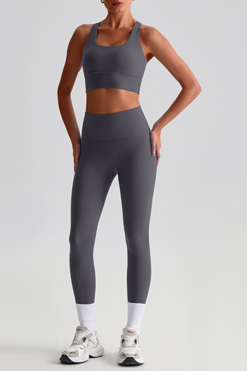 Women's Bare Feel  Cross Back Bra & High Waist Leggings Set
