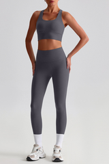 Women's Bare Feel  Cross Back Bra & High Waist Leggings Set