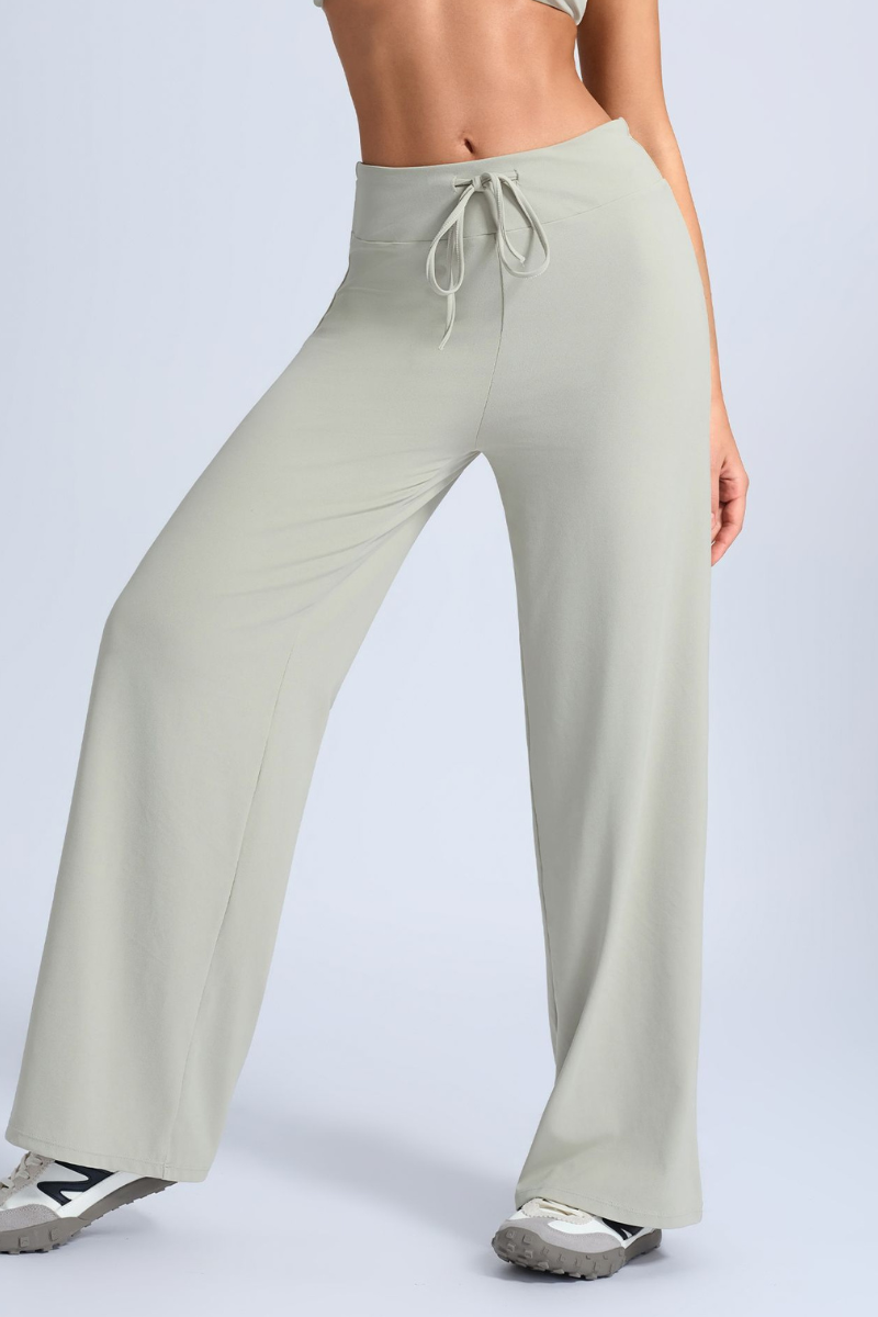 Women's Sports Solid Drawstring Wide-Leg Yoga Pants