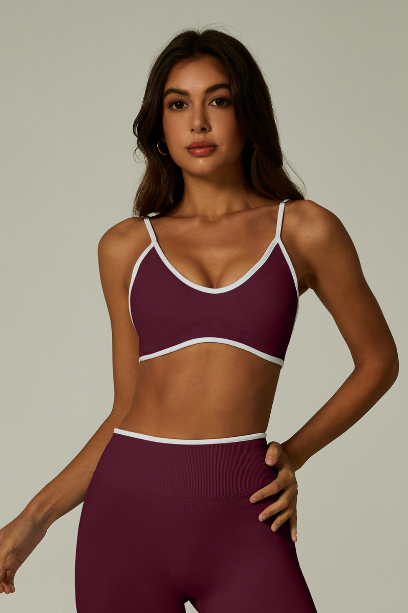 Women's Athletic Color-Block Thin-Strap Sports Bra