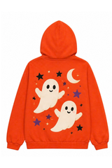 Unisex Halloween Multi Pattern Print Zip Up Hoodie