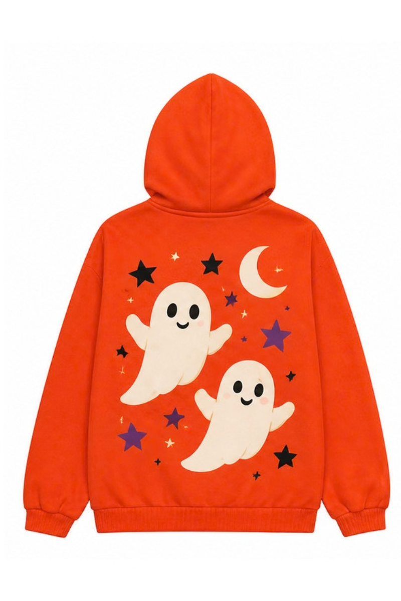 Unisex Halloween Multi Pattern Print Zip Up Hoodie