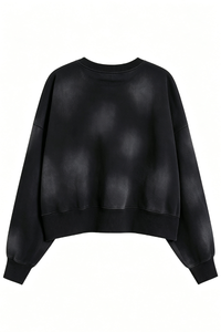 Women's Fall Vintage Gradient Cropped Crew Neck Sweatshirt
