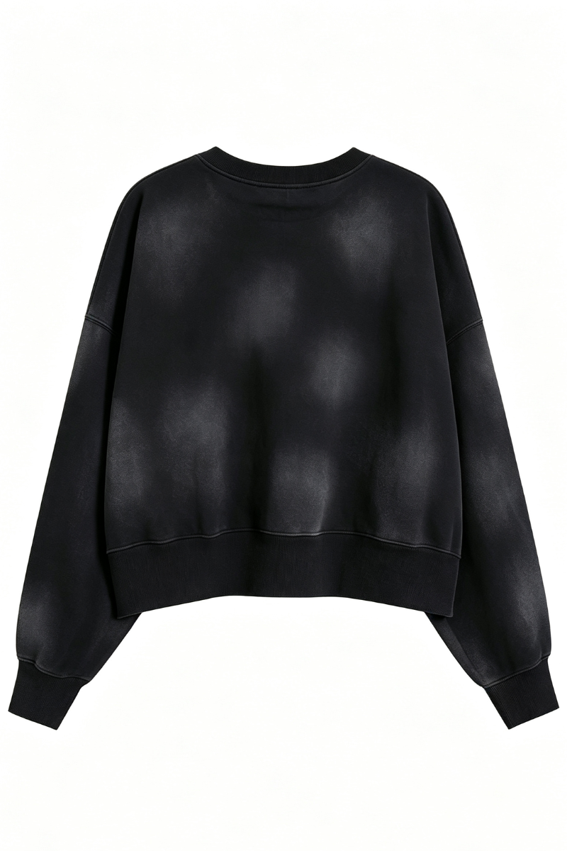 Women's Fall Vintage Gradient Cropped Crew Neck Sweatshirt